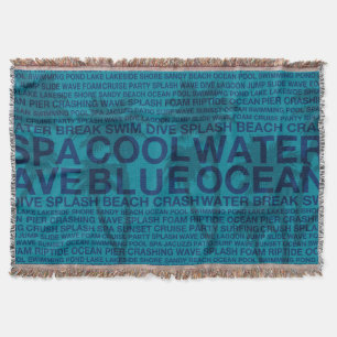 Couverture Mots d'été Plaid Bord de Piscine et Palmier