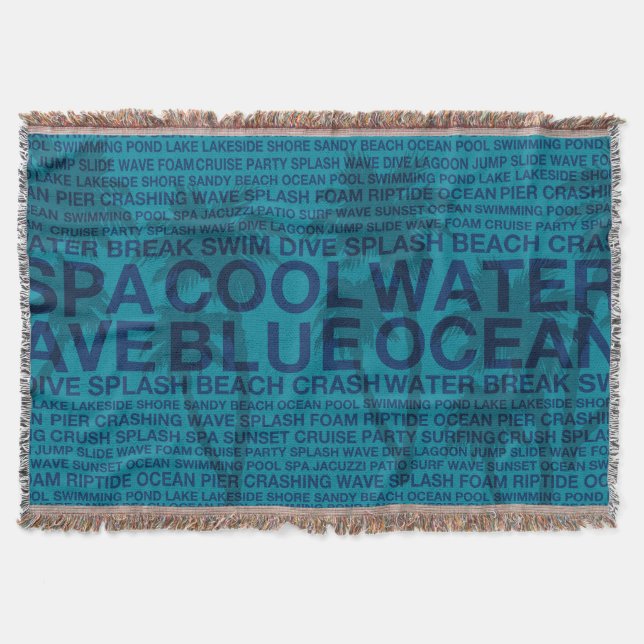 Couverture Mots d'été Plaid Bord de Piscine et Palmier (Devant)