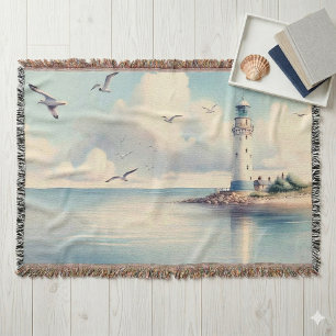 Couverture Mouette de phare côtier sous un ciel pastel serein