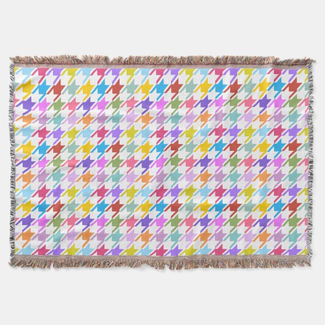 Couverture Multicolor Houndstooth+Motif blanc (Devant)