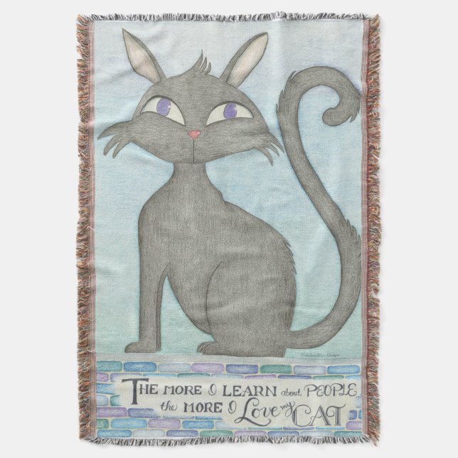 Couverture My Cat - Mark Twain Citation Inspiré Throw Blanket (devant Vertical)