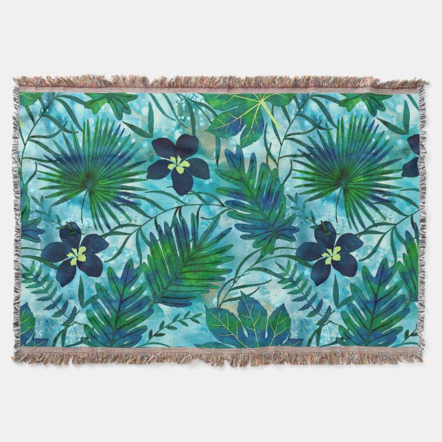 Couverture Nalani Hawaiian Tropical Garden Turquoise (Devant)