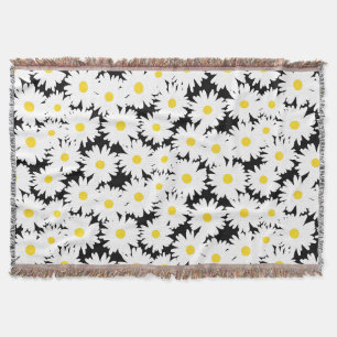 Couverture Négative Space Daisies blanc jaune sur noir