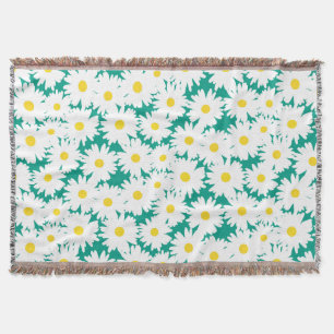 Couverture Négative Space Daisies blanc jaune sur vert