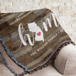 Couverture New Jersey Home State Personalized Wood Look<br><div class="desc">Show some home state pride with this cute rustic faux wood plank throw blanket featuring "home" in white calligraphy script lettering with a silhouette map of the state of New Jersey standing in for the letter "O." A pink heart illustration inside the state map completes the design; you can change...</div>