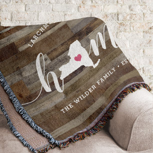 Couverture New York Home State Personnalisé Look bois