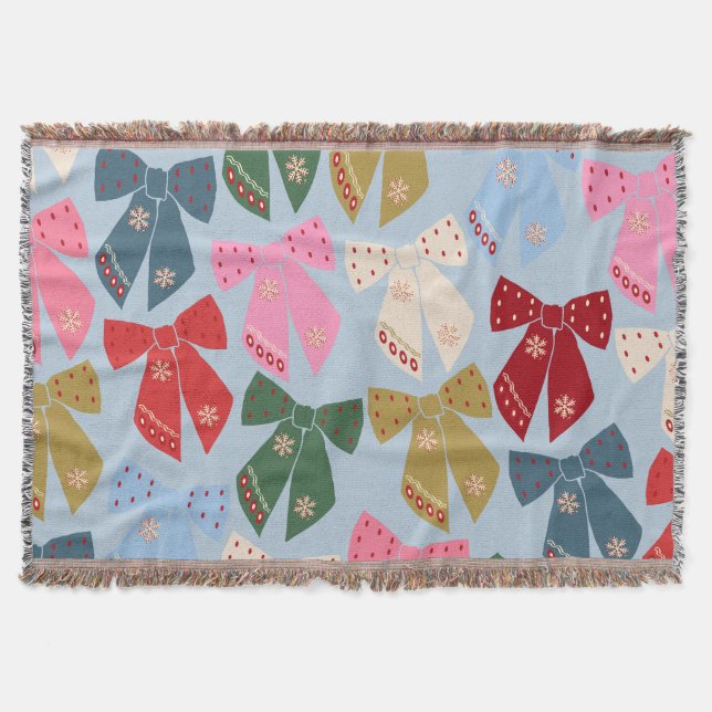 Couverture Noël Bows Coquette bleu (Devant)