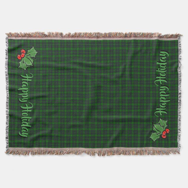 Couverture Noël classique vert plaid rouge saint feuille (Devant)