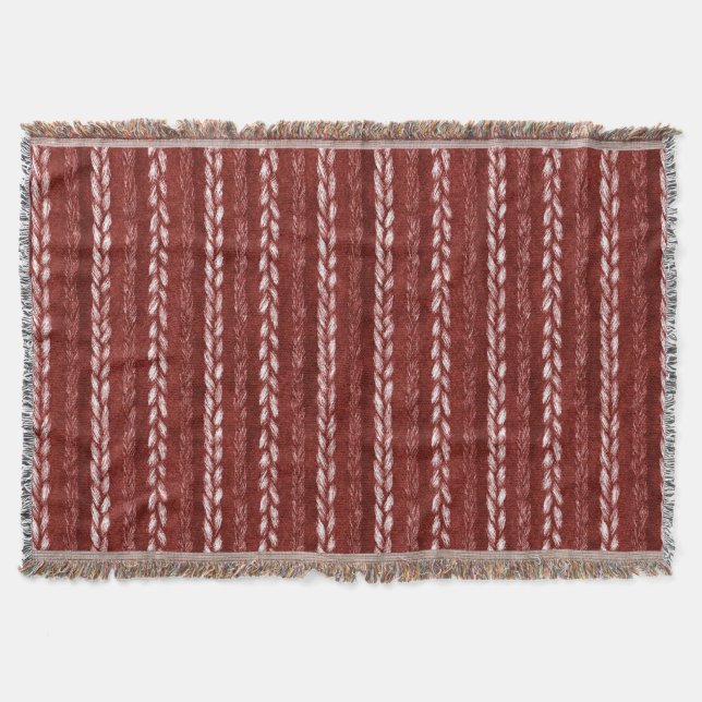 Couverture Noël Faux Fils Rouges Tissés (Devant)