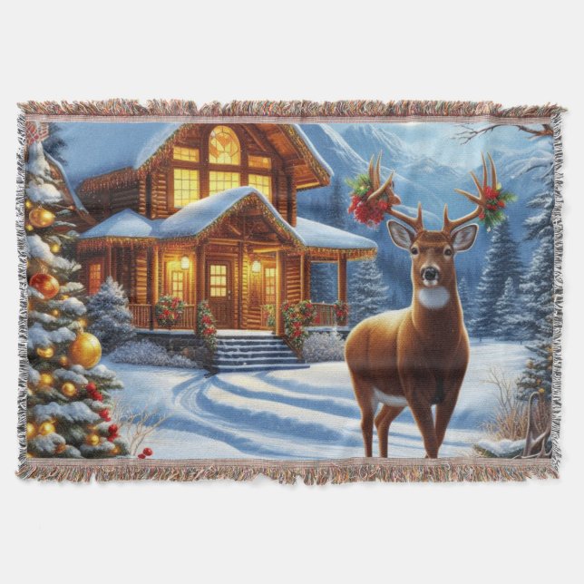 Couverture Noël/Hiver Deer Lodge (Devant)