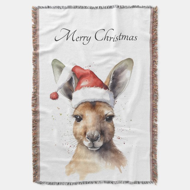 Couverture Noël Kangaroo, personnalisable (devant Vertical)