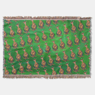 Couverture Noël Kangaroo sur le dos vert peint