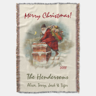 Couverture Noël personnalisé vintage Père Noël