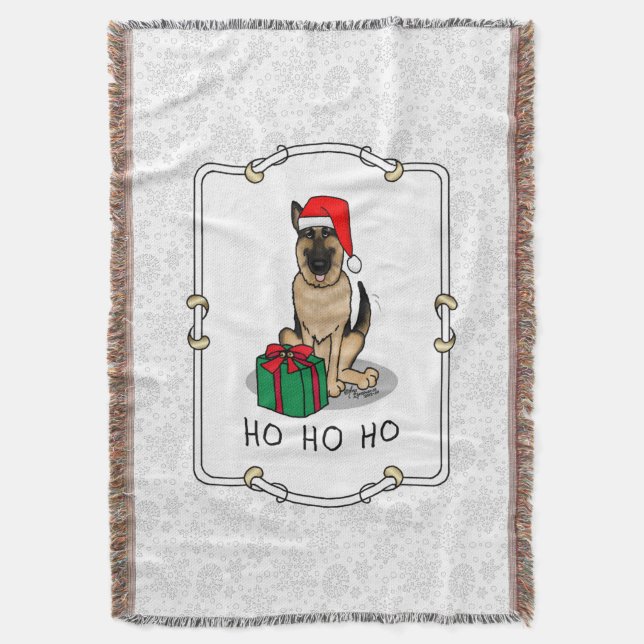 Couverture Noël Santa Hat Allemand Berger Chien mignonne (devant Vertical)