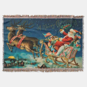 Couverture Noël vintage du Père Noël Sleigh