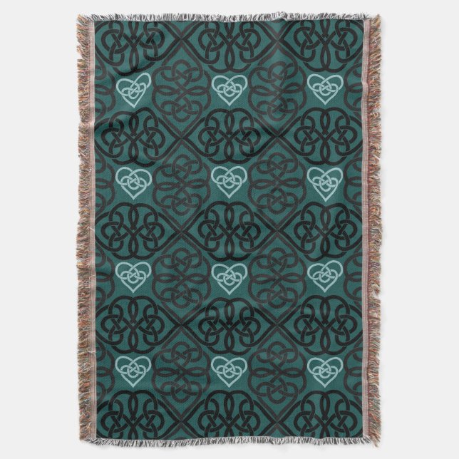 Couverture Noeud Celtique Moderne Et Coeur Dark Motif Turquoi (devant Vertical)