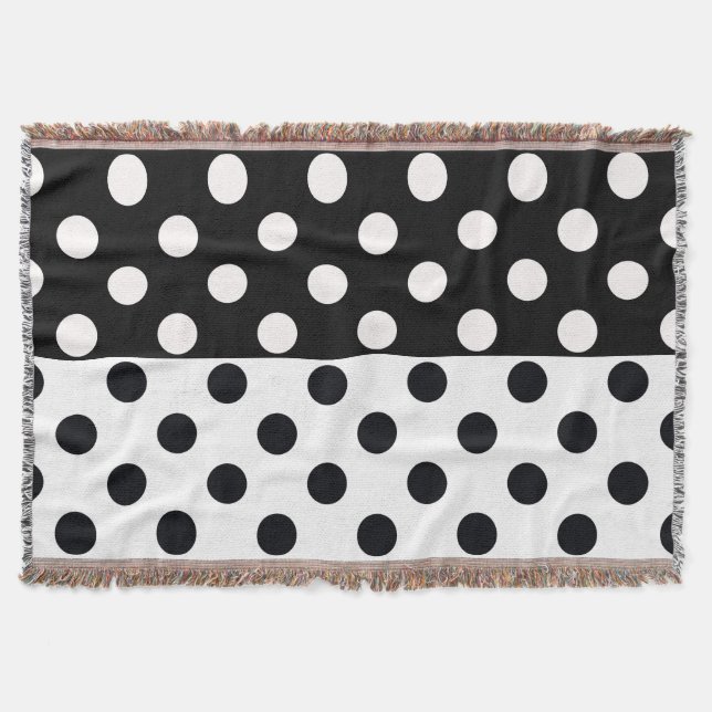 Couverture Noir Blanc demi-couleur fractionné en Pois Inverse (Devant)
