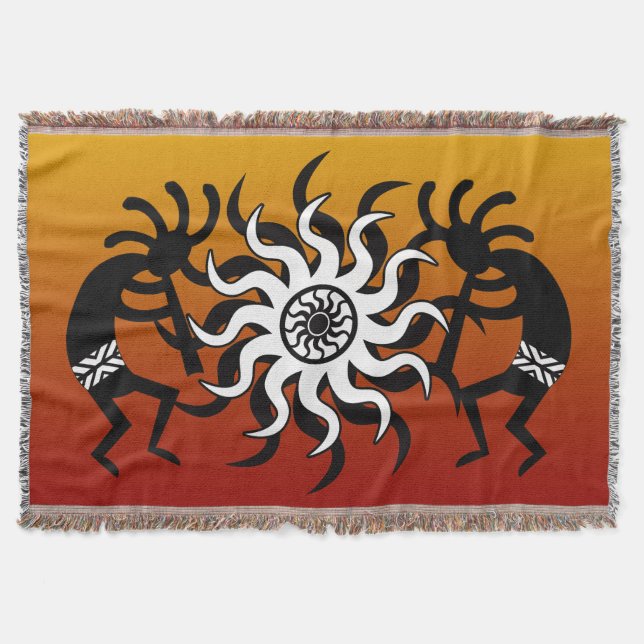 Couverture Noir Orange Blanc Sud-Ouest Design Kokopelli (Devant)