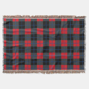 Couverture Noir Rouge Bleu Plaid Chèque Jetée Blanche Vintage