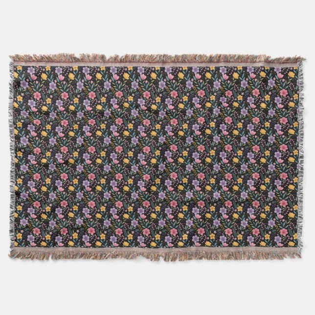 Couverture Noir simple motif fleur sauvage (Devant)