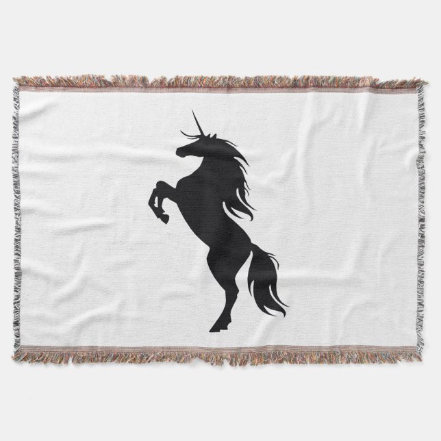 Couverture Noir Unicorne Silhouette Blanche (Devant)