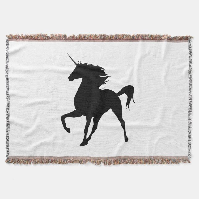 Couverture Noir Unicorne Silhouette Blanche (Devant)