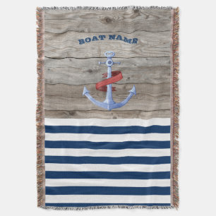 Couverture Nom de bateau nautique, Ancre Bleu marine Str