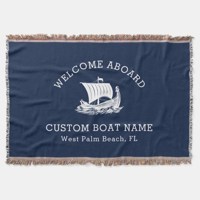 Couverture Nom de bateau personnalisé moderne nautique & logo (Devant)