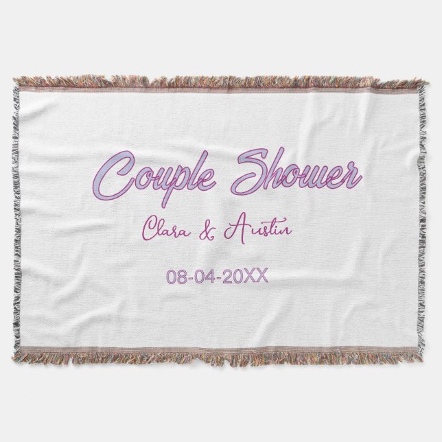 Couverture nom de date de douche de couple gris tendance simp (Devant)