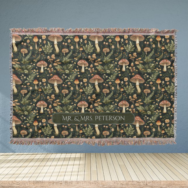 Couverture Nom de famille personnalisé | Motif de champignons (Créateur téléchargé)