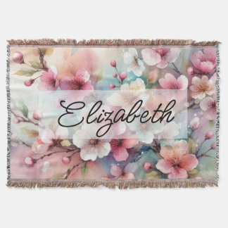 Couverture Nom de script sur fleurs roses vintages d'aquarell