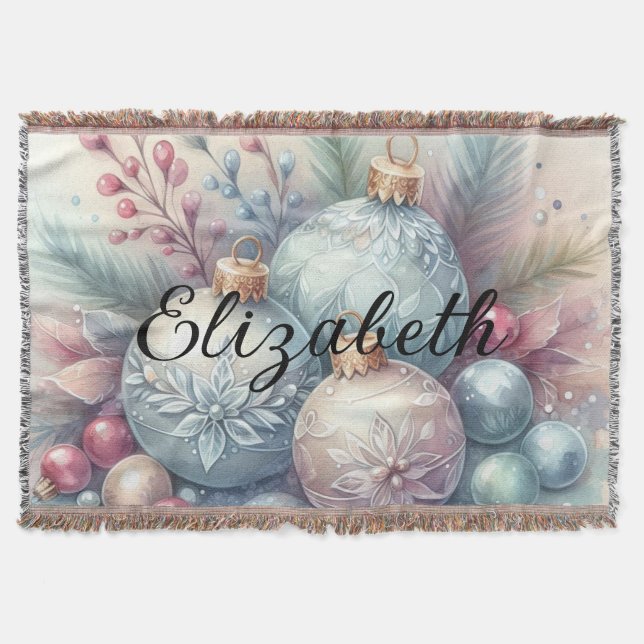 Couverture Nom du monogramme Arbre de Noël ornements aquarell (Devant)