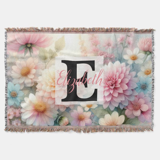 Couverture Nom du monogramme sur l'aquarelle Fleurs dans les  (Devant)