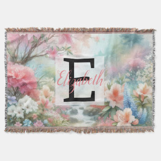 Couverture Nom du monogramme sur le parc vintage de fleurs d'