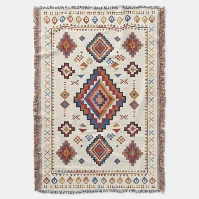 Couverture Nomade Confetti Désert – Tribal Marocain Vibrant (devant Vertical)