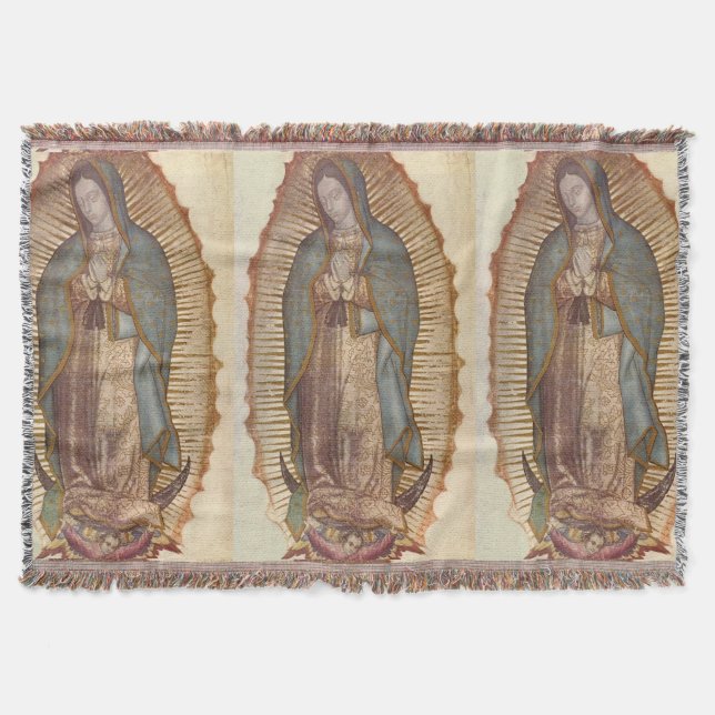 Couverture Notre Dame De Guadalupe Mur Suspendu Blanche (Devant)