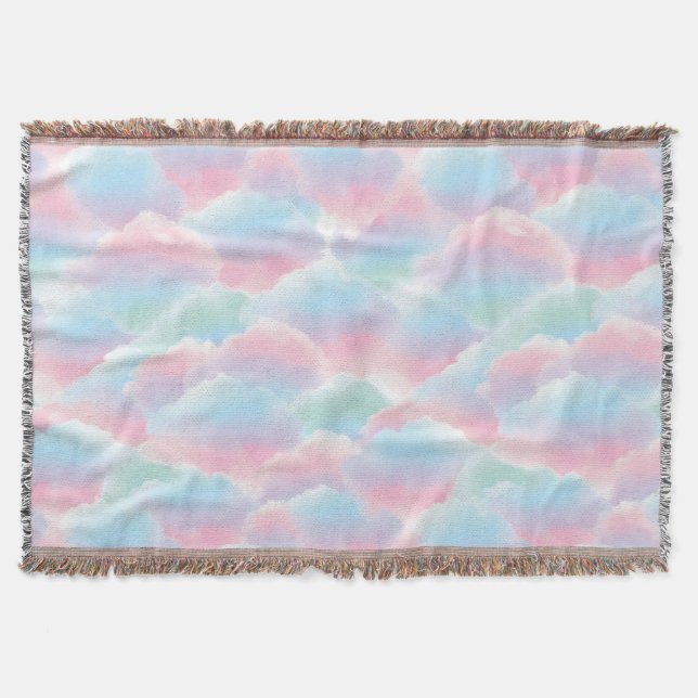 Couverture Nuage Tie-Dye Pastel Rêveur Dégradé Douce  (Devant)