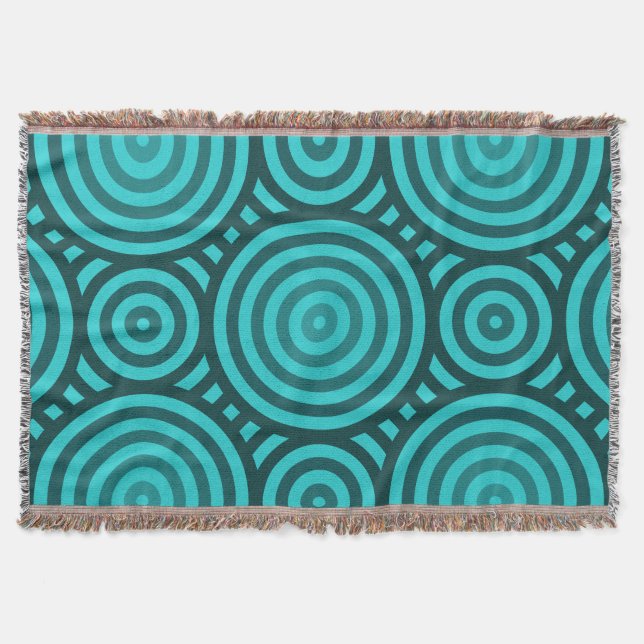 Couverture Nuances de Motif circulaire imbriqué turquoise (Devant)
