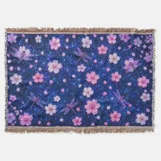 Couverture Nuit de fleurs de cerisier avec une floraison rêve