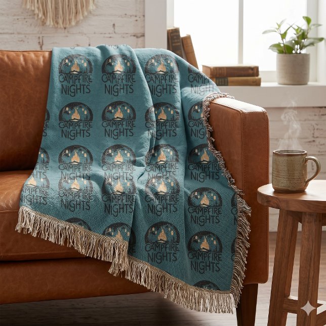 Couverture Nuits confortables au coin du feu de camp Aventure (Cozy Campfire Nights Rustic Outdoor Adventure Throw Blanket)