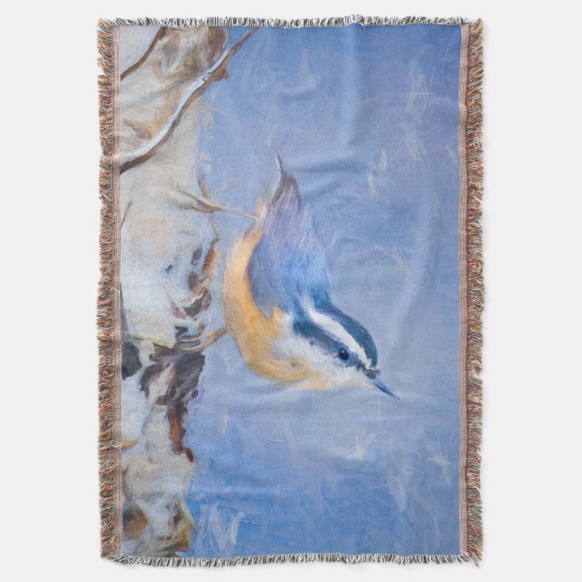 Couverture Nuthatch à poitrine rouge Peinture d'art original  (devant Vertical)
