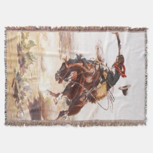 Couverture occidentale de jet de cavalier de Bronc