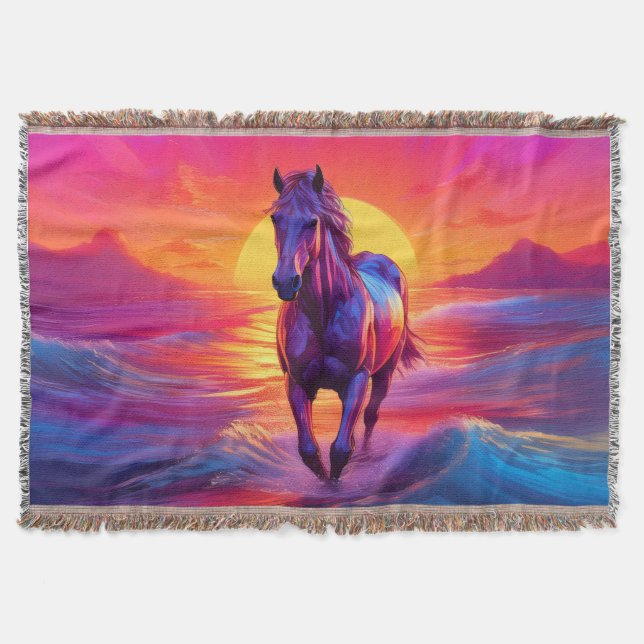 Couverture Œuvre d'art époustouflante de cheval au coucher du (Devant)