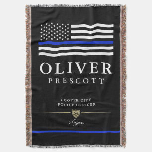 Couverture Officier de police Ligne Bleue Mince Thème Noir