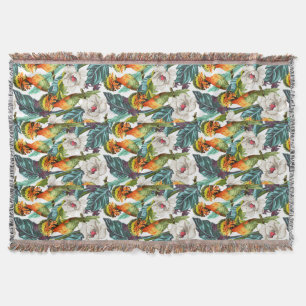 Couverture Oiseau et motif de fleur exotique 2