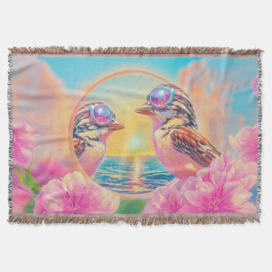 Couverture Oiseaux cool avec lunettes de soleil au coucher du