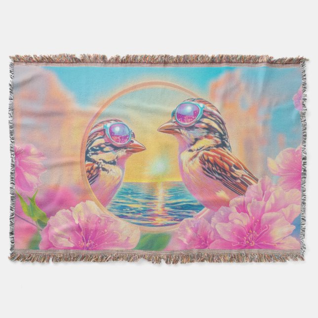 Couverture Oiseaux cool avec lunettes de soleil au coucher du (Devant)