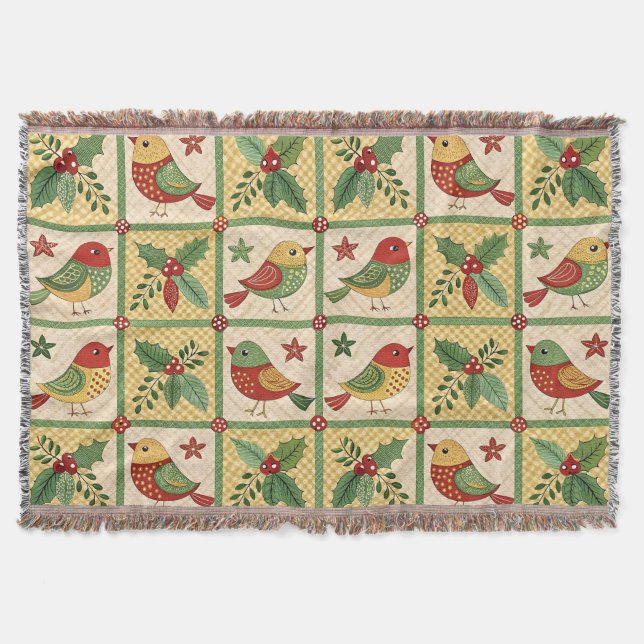 Couverture Oiseaux de Noël et baies de houx de l'art folklori (Devant)