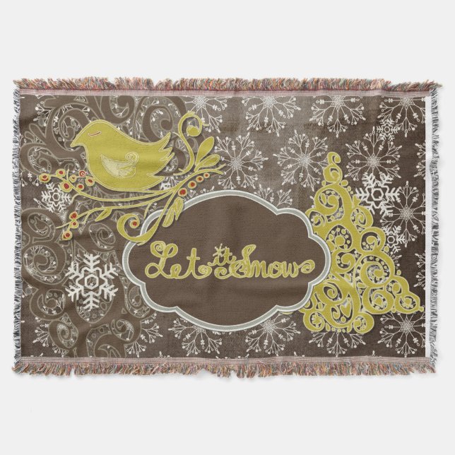 Couverture Oiseaux et flocons de neige sur Brown Holiday Thon (Devant)