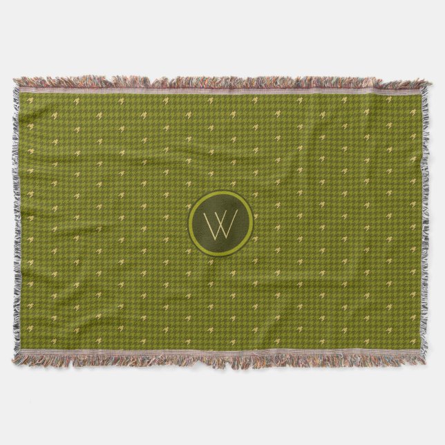 Couverture Olive avec Houndstooth Houndstooth Thon Blanche (Devant)